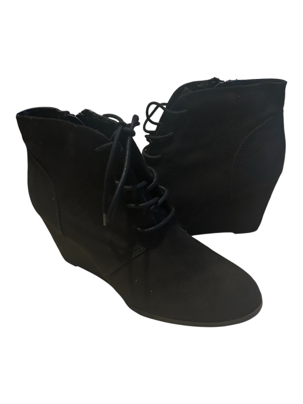 American Rag Black Lace-Up Wedge Ankle Boots